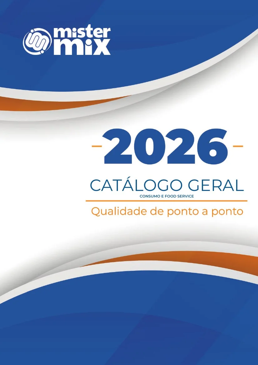Capa do Catálogo Geral MisterMix 2026, com as linhas de Consumo e Food Service.
