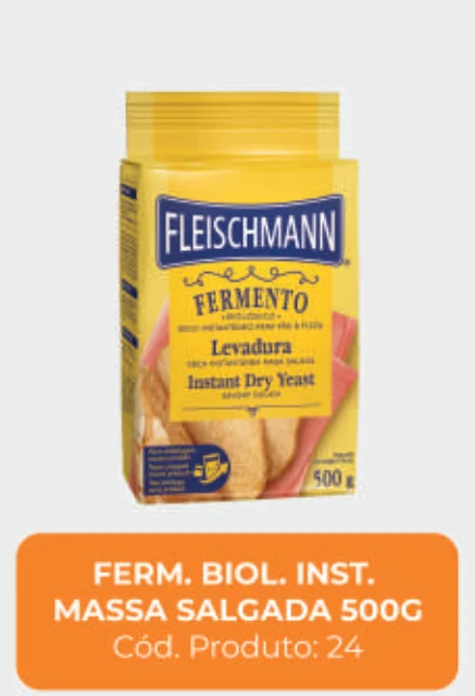 Imagem de catálogo do produto Fermento biológico instantâneo 500 g massa salgada, código 24
